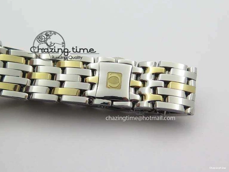 0503 OnTrend De Ville 27mm SS YG Ladies MK 1:1 Best Edition White MOP Dial Diamond Markers On SS Bracelet Ronda Quartz 8187